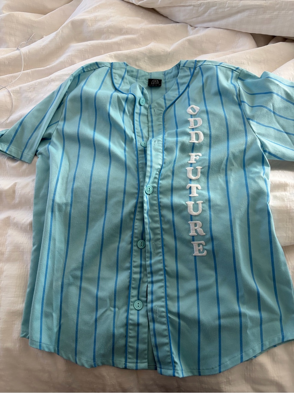 Odd Future Light Blue and Blue Striped Baseball Jersey